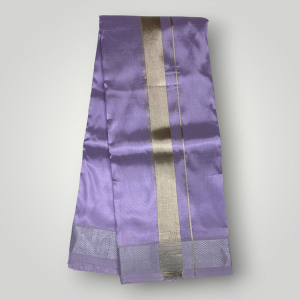 Horad Premium Art Silk Dad and Son Lavender Shirt + Dhoti + Angavastram