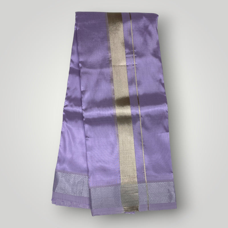 HORAD Premium Art Silk Lavender Dhoti + Angavastram + Belt (10X6)