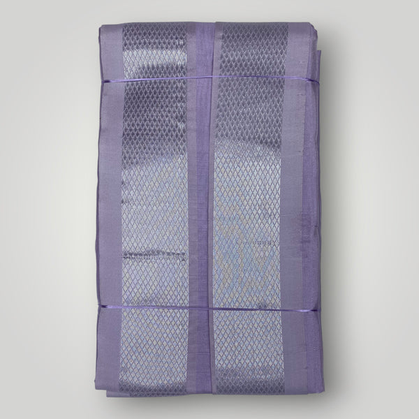 HORAD Premium Art Silk Lavender Welcro Dhoti with Shirt Material + Angavastram
