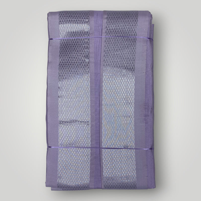HORAD Premium Art Silk Lavender Dhoti + Angavastram + Belt (10X6)