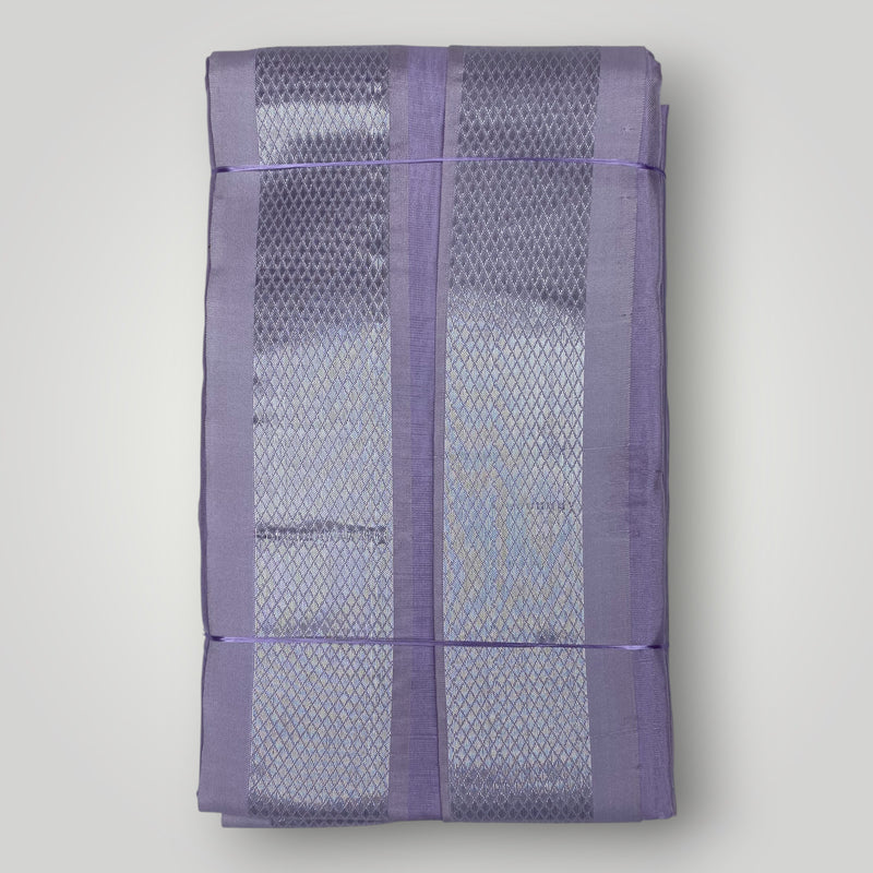 Horad Premium Art Silk Lavender Shirt + Welcro Dhoti + Angavastram