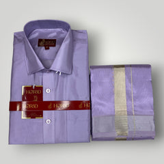 Horad Premium Art Silk Lavender Shirt + Dhoti