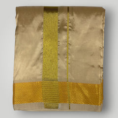 HORAD Premium Art Silk Light Gold  Dhoti + Angavastram (8X4)