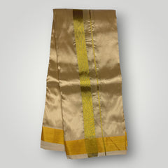 HORAD Premium Art Silk Light Gold  Dhoti + Angavastram + Belt (9X5)
