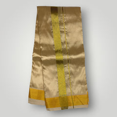 Horad Premium Art Silk Light Gold  Shirt + Dhoti +  Angavastram