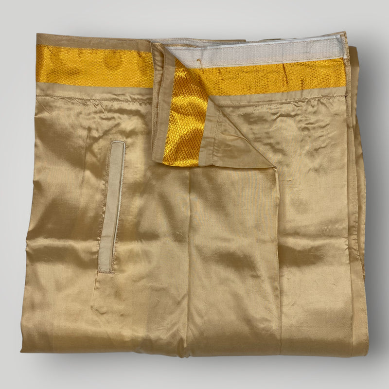 Horad Premium Art Silk Dad and Son Light Gold  Shirt + Welcro Dhoti + Angavastram