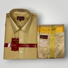 Horad Premium Art Silk Light Gold  Shirt + Welcro Dhoti