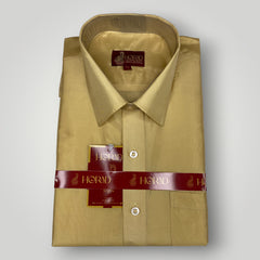 Horad Premium Art Silk Dad and Son Light Gold  Shirt + Welcro Dhoti