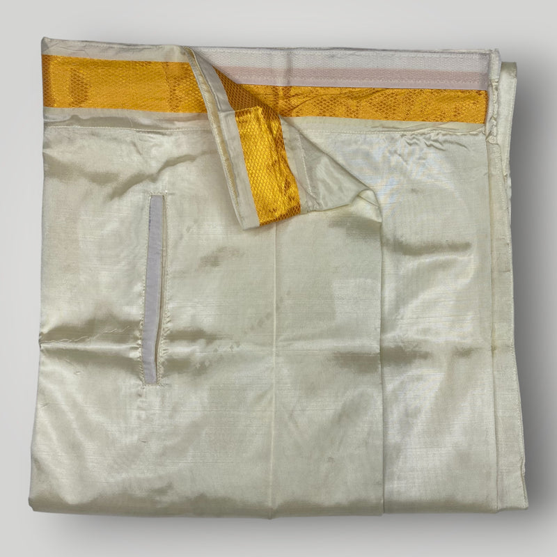 HORAD Premium Art Silk Cream  Welcro Dhoti with Shirt Material