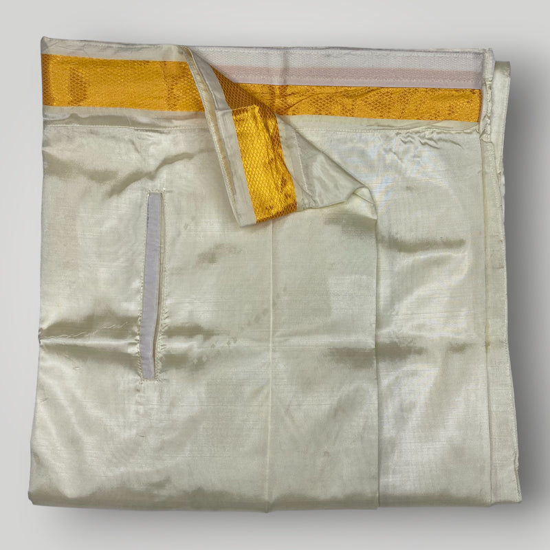 Horad Premium Art Silk Cream  Welcro Dhoti + Angavastram