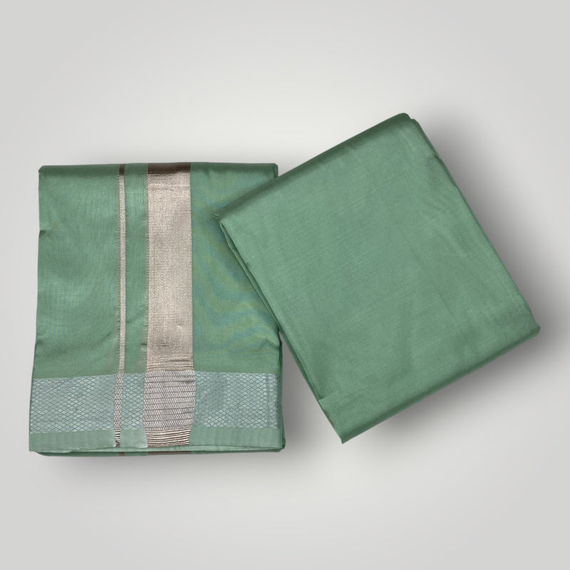 HORAD Premium Art Silk Pista Green Dhoti with Shirt Material