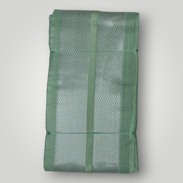 Horad Premium Art Silk Dad and Son Pista Green Shirt + Dhoti + Angavastram