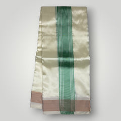 Horad Premium Art Silk Cream with Pista Green Border Dhoti