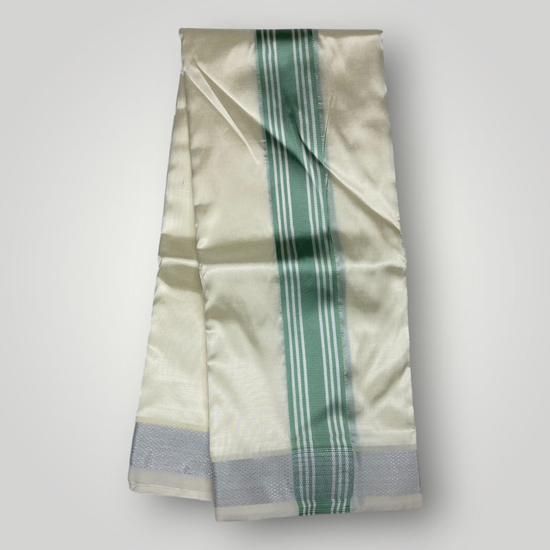 HORAD Premium Art Silk Cream with Pista green Dhoti with Pista Green Shirt Material
