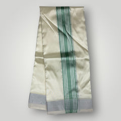 Horad Premium Art Silk Pista Green Shirt + Cream with Green border Dhoti