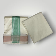 HORAD Premium Art Silk Cream with Pista green Dhoti with Cream Shirt Material