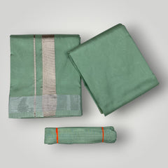 HORAD Premium Art Silk Pista Green Dhoti with Shirt Material + Belt