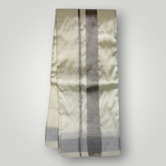 Horad Premium Art Silk Cream Shirt + Cream with Silver Zari Dhoti +  Angavastram + Belt