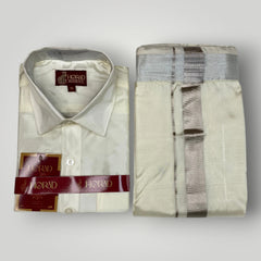 Horad Premium Art Silk Cream with Silver  Kids Set