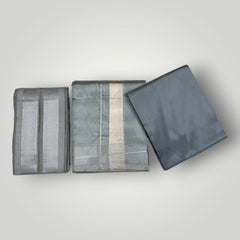 HORAD Premium Art Silk Steel Grey  Shirt Material (3 Meter) + (9X5) Dhoti + Angavastram