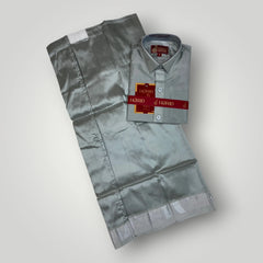 Horad Premium Art Silk Dad and Son Steel Grey Shirt + Dhoti