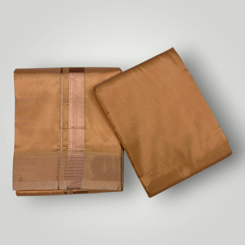 HORAD Premium Art Silk Light Copper  Dhoti with Shirt Material