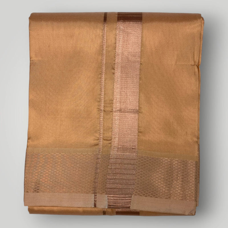 HORAD Premium Art Silk Light Copper  Dhoti with Shirt Material