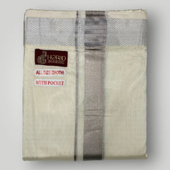 Horad Premium Art Silk Sandstone Shirt + Cream with Silver Welcro Dhoti