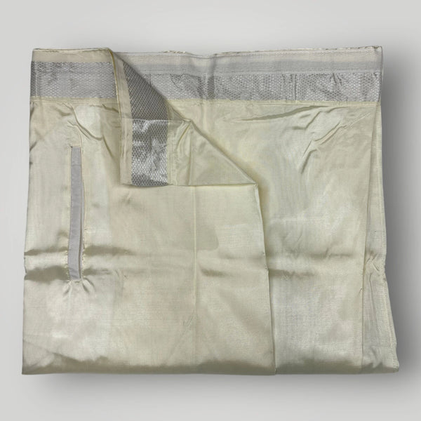 Horad Premium Art Silk Dad and Son Steel Grey Shirt + Cream with Silver Welcro Dhoti