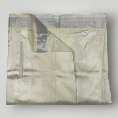 Horad Premium Art Silk Dad and Son Sandstone Shirt + Cream with Silver Welcro Dhoti