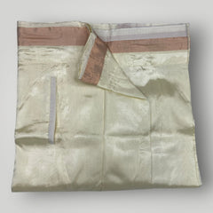 Horad Premium Art Silk Dad and Son Cream Shirt + Cream with Copper Welcro Dhoti