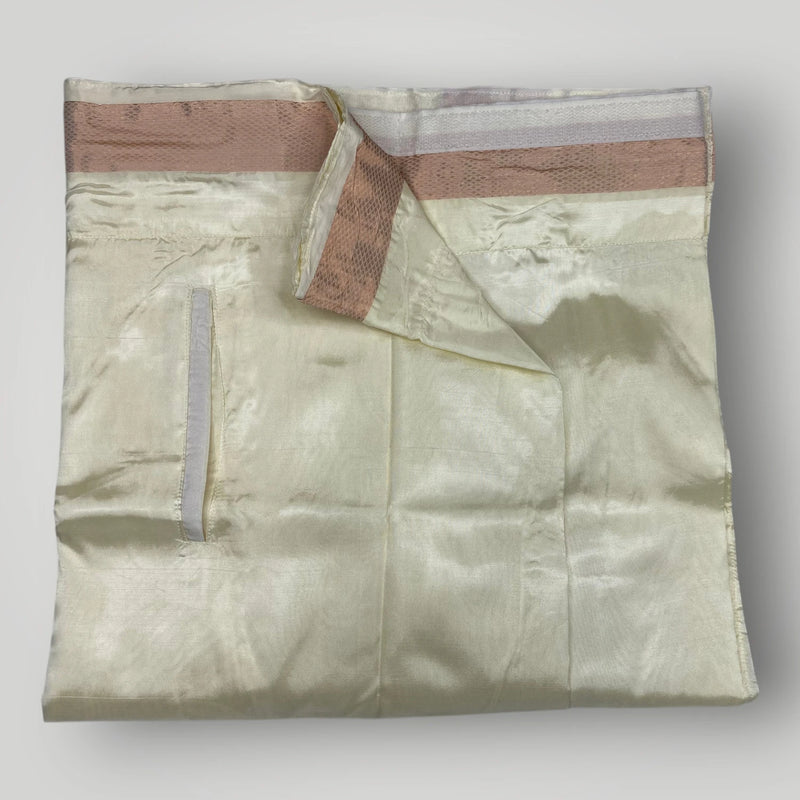 Horad Premium Art Silk Dad and Son Cream Shirt + Cream with Copper Welcro Dhoti