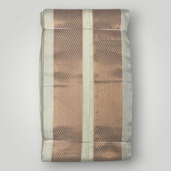 Horad Premium Art Silk Dad and Son Cream Shirt + Cream with Copper Dhoti + Angavastram