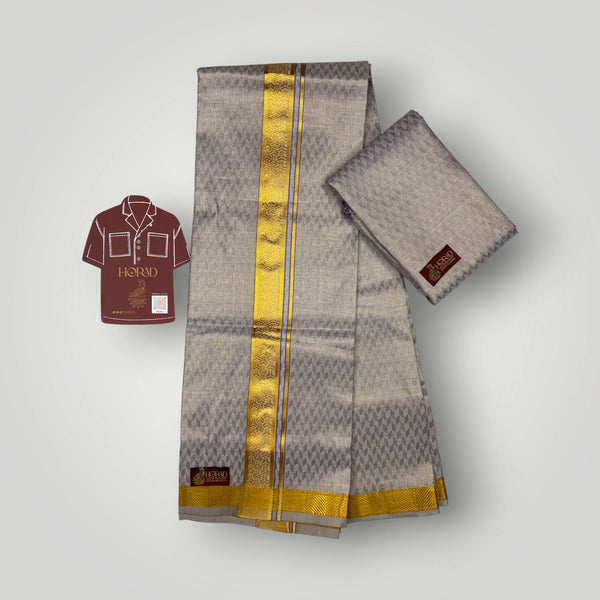 HORAD Kora Cotton Tissue Emboss Sandstone Shirt Material+Dhoti