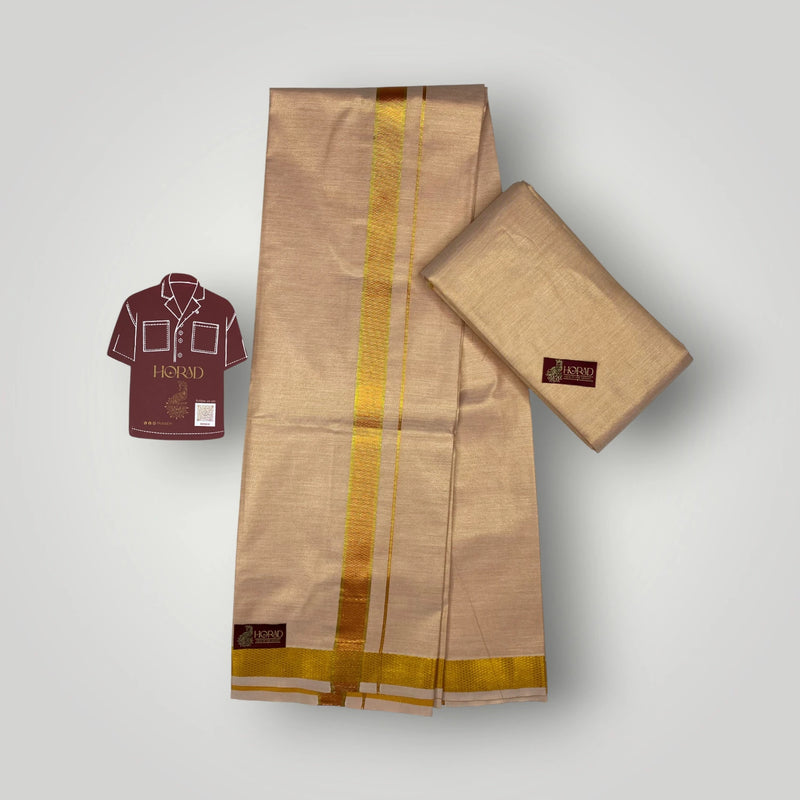 Horad Kora Cotton Tissue Light Copper Shirt Material+Dhoti