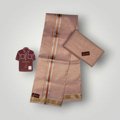 Horad Kora Cotton Tissue Hot Red Shirt Material+Dhoti