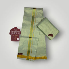 Horad Kora Cotton Tissue Tree Green Shirt Material+Dhoti