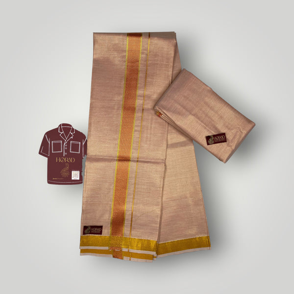 Horad Kora Cotton Tissue Light Copper Shirt Material+Dhoti