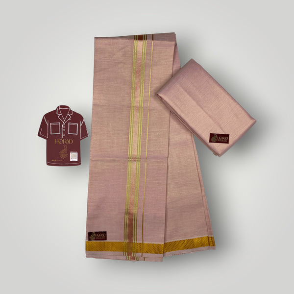 Horad Kora Cotton Tissue Hot Pink Shirt Material+Dhoti
