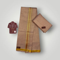 Horad Kora Cotton Tissue Light Red Shirt Material+Dhoti