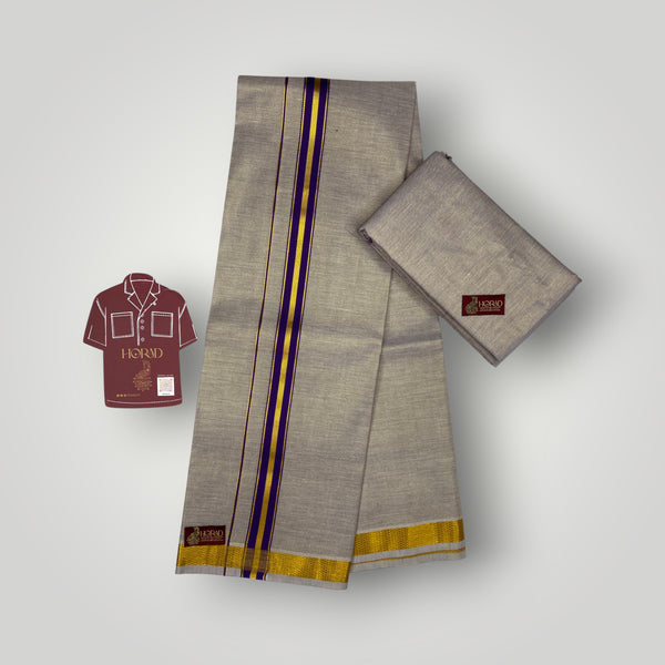 Horad Kora Cotton Tissue Light Sandstone Shirt Material+Dhoti