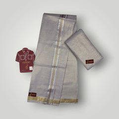 Horad Kora Cotton Tissue Lavender Shirt Material+Dhoti