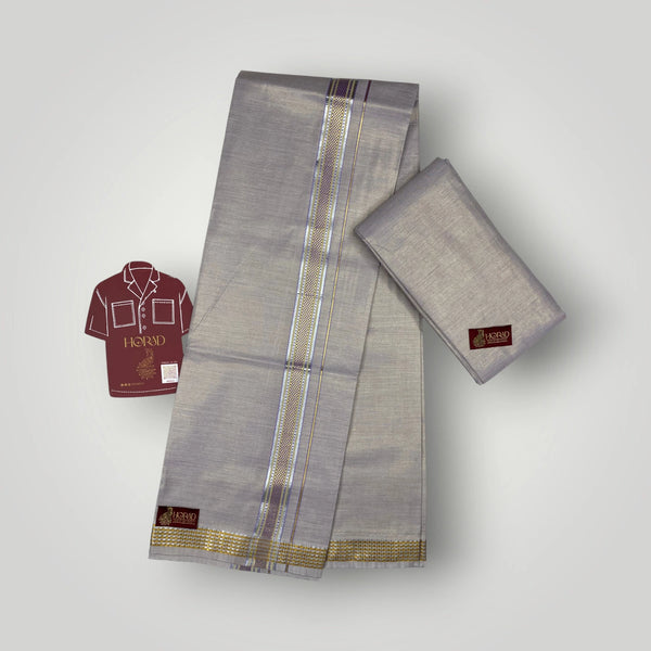 Horad Kora Cotton Tissue Lavender Shirt Material+Dhoti