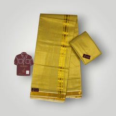 Horad Kora Cotton Tissue Bright Yellow Shirt Material+Dhoti