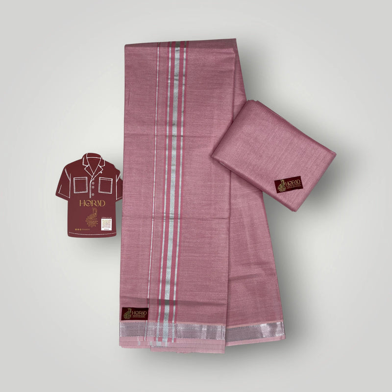 Horad Kora Cotton Tissue Hot Pink Shirt Material+Dhoti