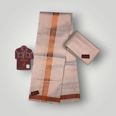 Horad Kora Cotton Tissue Emboss Copper Shirt Material+Dhoti