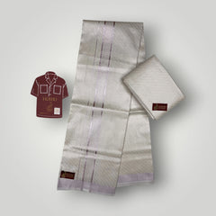 Horad Kora Cotton Tissue Emboss Lavender Shirt Material+Dhoti