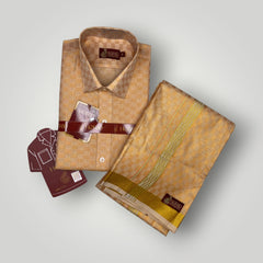 Horad Kora Cotton Tissue Square Emboss Light Copper Shirt+Dhoti