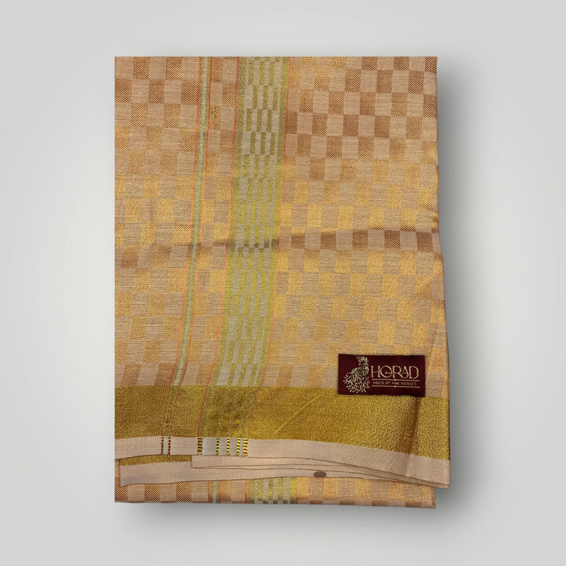 Horad Kora Cotton Tissue Square Emboss Light Copper Shirt+Dhoti