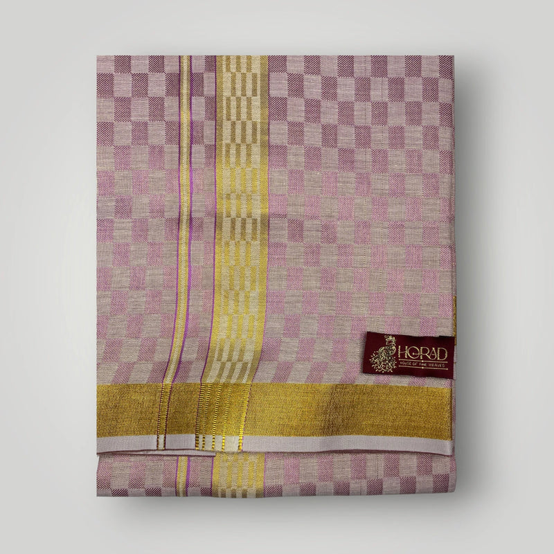 Horad Kora Cotton Tissue Square Emboss Magenta Shirt+Dhoti